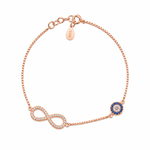 Load image into Gallery viewer, Rose Gold Infinity Evil Eye Sterling Silver Bracelet