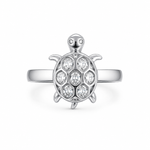 Load image into Gallery viewer, Crystal Shell Turtle Silver Ring