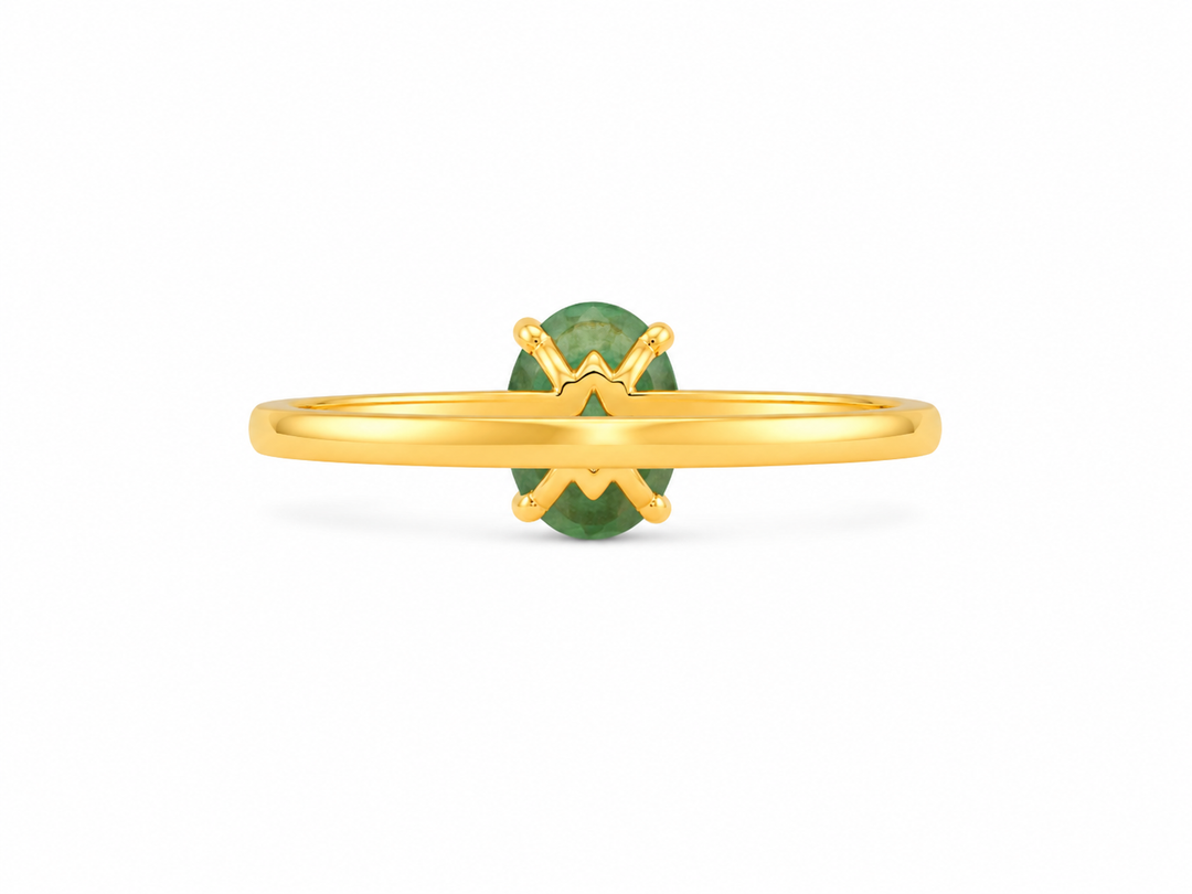 Golden Oval Emerald & Cubic Zirconia Ring