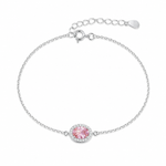 Load image into Gallery viewer, Pink Aura Silver Bracelet