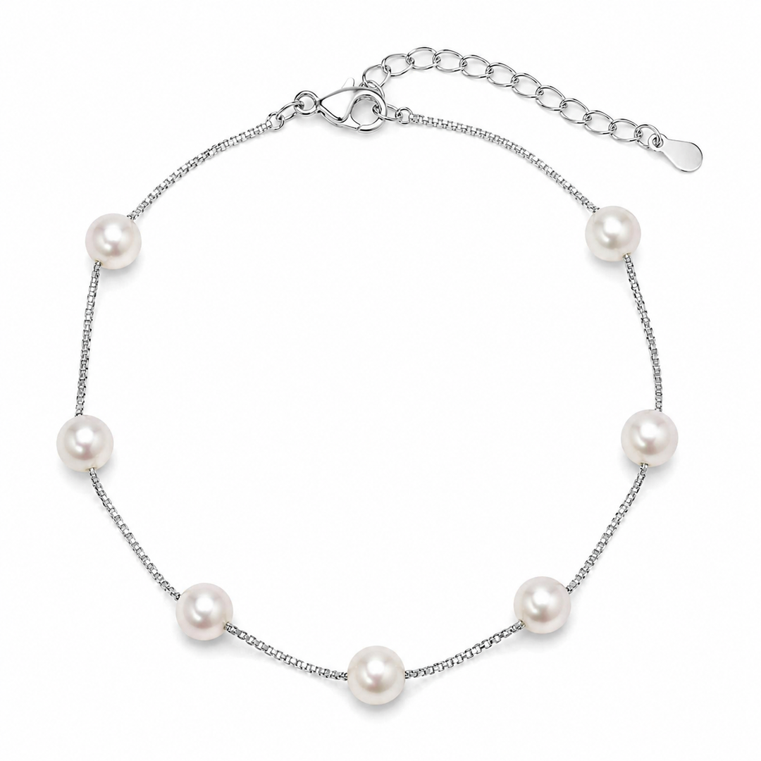 Classic Seven Pearl Sterling Silver Bracelet