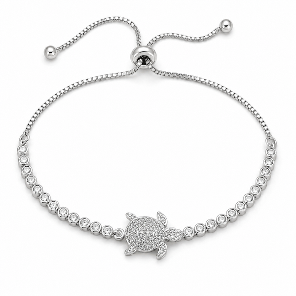 Turtle Charm Silver Bracelet