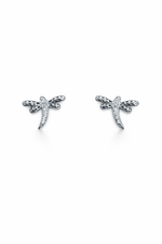 Load image into Gallery viewer, Minimal Dragonfly Silver Stud Earrings