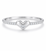 Load image into Gallery viewer, Heart Charm Zircon Silver Ring