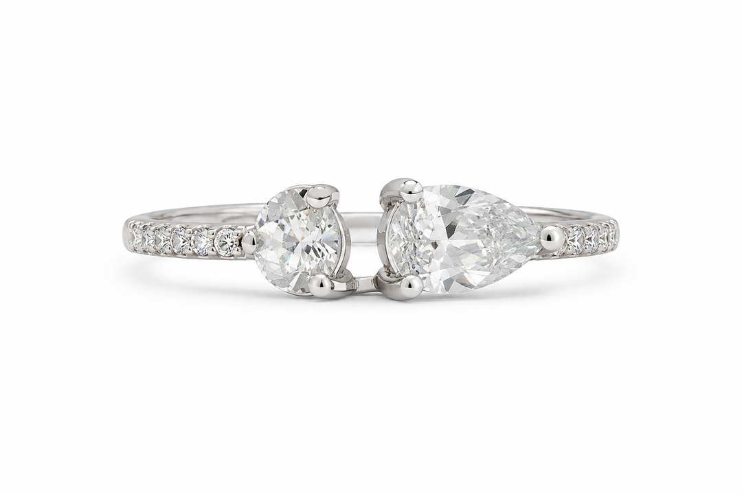 Dual Stone Open Ring with Round