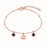 Load image into Gallery viewer, Lucky Clover Rose Silver Bracelet