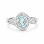 Load image into Gallery viewer, Aqua Oval Halo Silver Ring