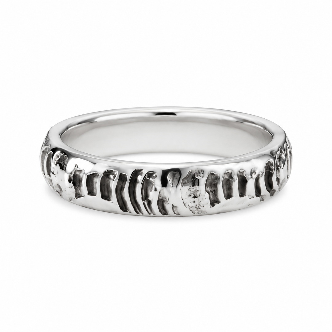 Hammered Texture Silver Band Ring