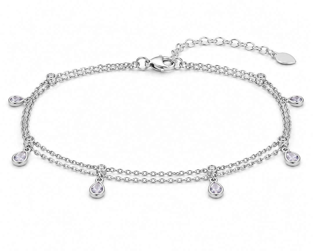 White Teardrop Sterling Silver Bracelet