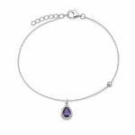 Load image into Gallery viewer, Purple Drop Silver Bracelet