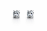 Load image into Gallery viewer, Princess Cut Halo Silver Stud Earrings
