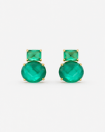 Load image into Gallery viewer, Emerald Glow Gold-Tone Silver Earrings