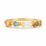 Load image into Gallery viewer, Multi-Stone Opal Gold-Plated Silver Ring