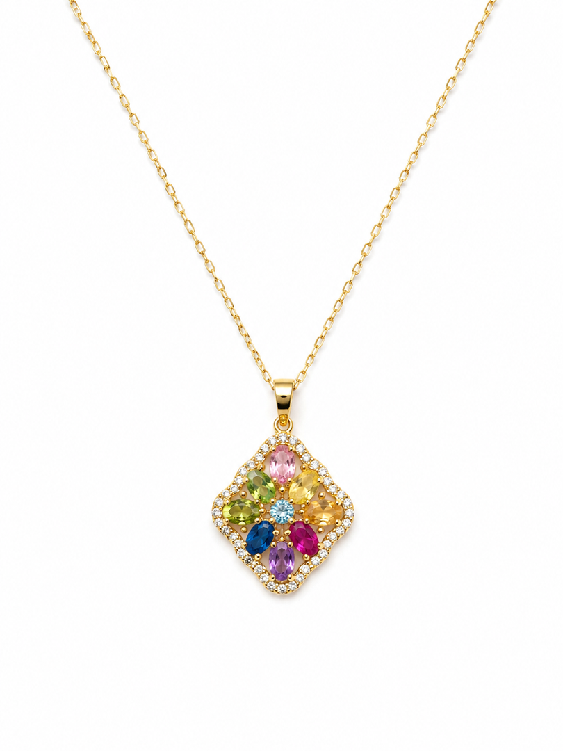 Rainbow Floral Charm Necklace