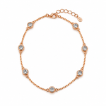 Load image into Gallery viewer, Rose Gold Station Sterling Silver Bracelet