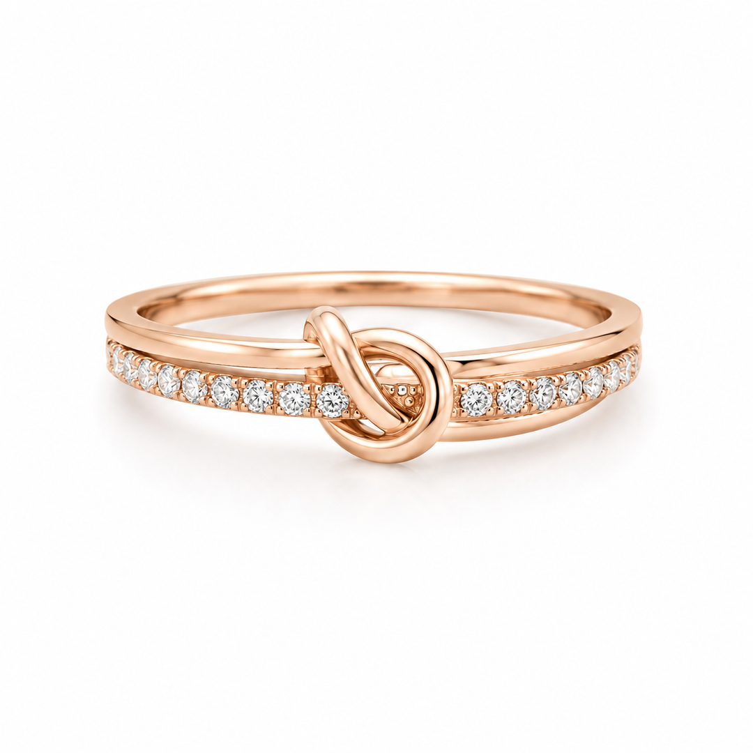 Rose Gold Knot Zircon Silver Ring