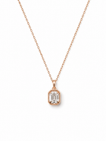 Load image into Gallery viewer, Rose Gold Emerald-Cut Solitaire Necklace