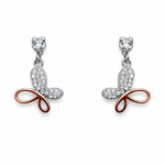 Load image into Gallery viewer, Silver Butterfly Drop Earrings