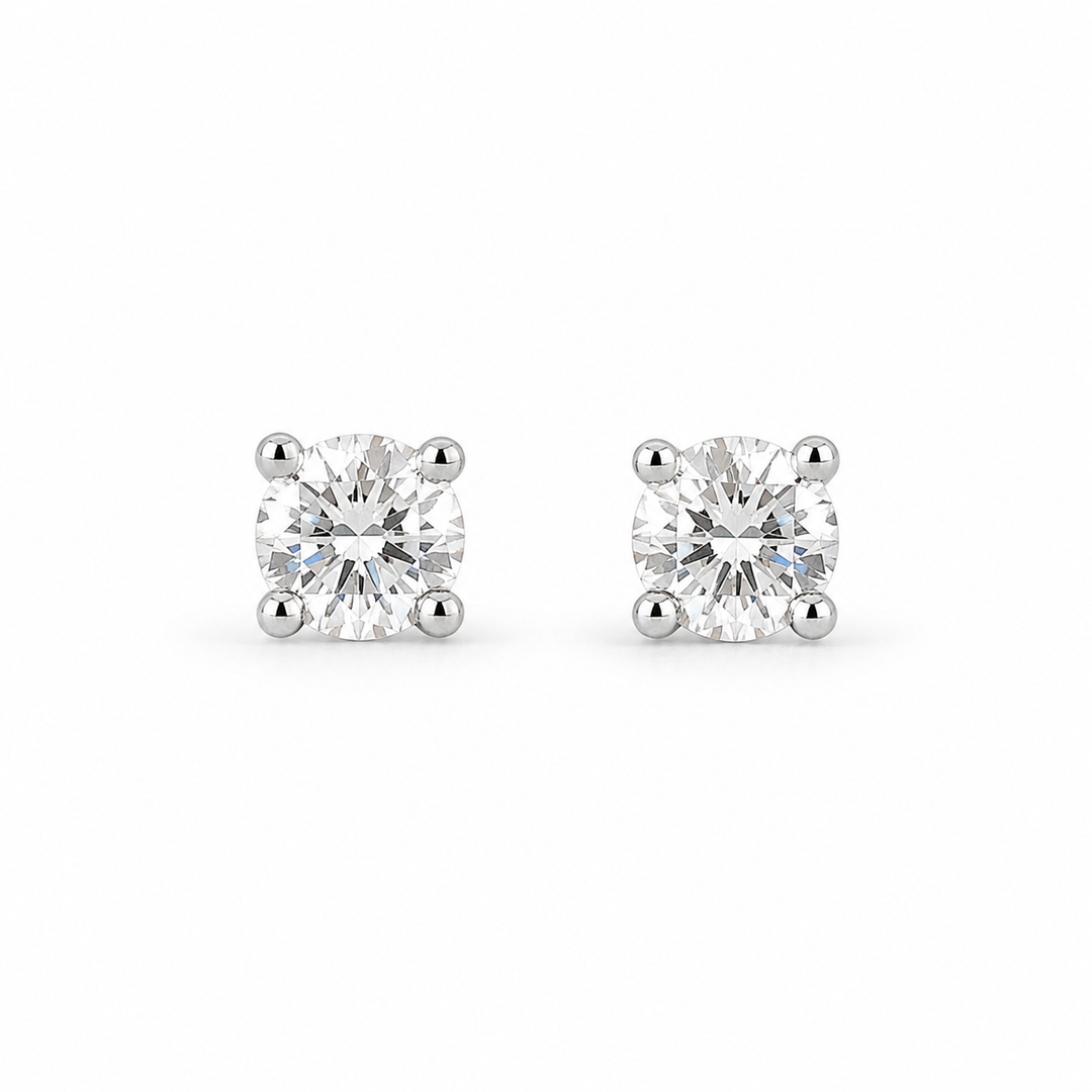 Silver Spark Solitaire Earrings