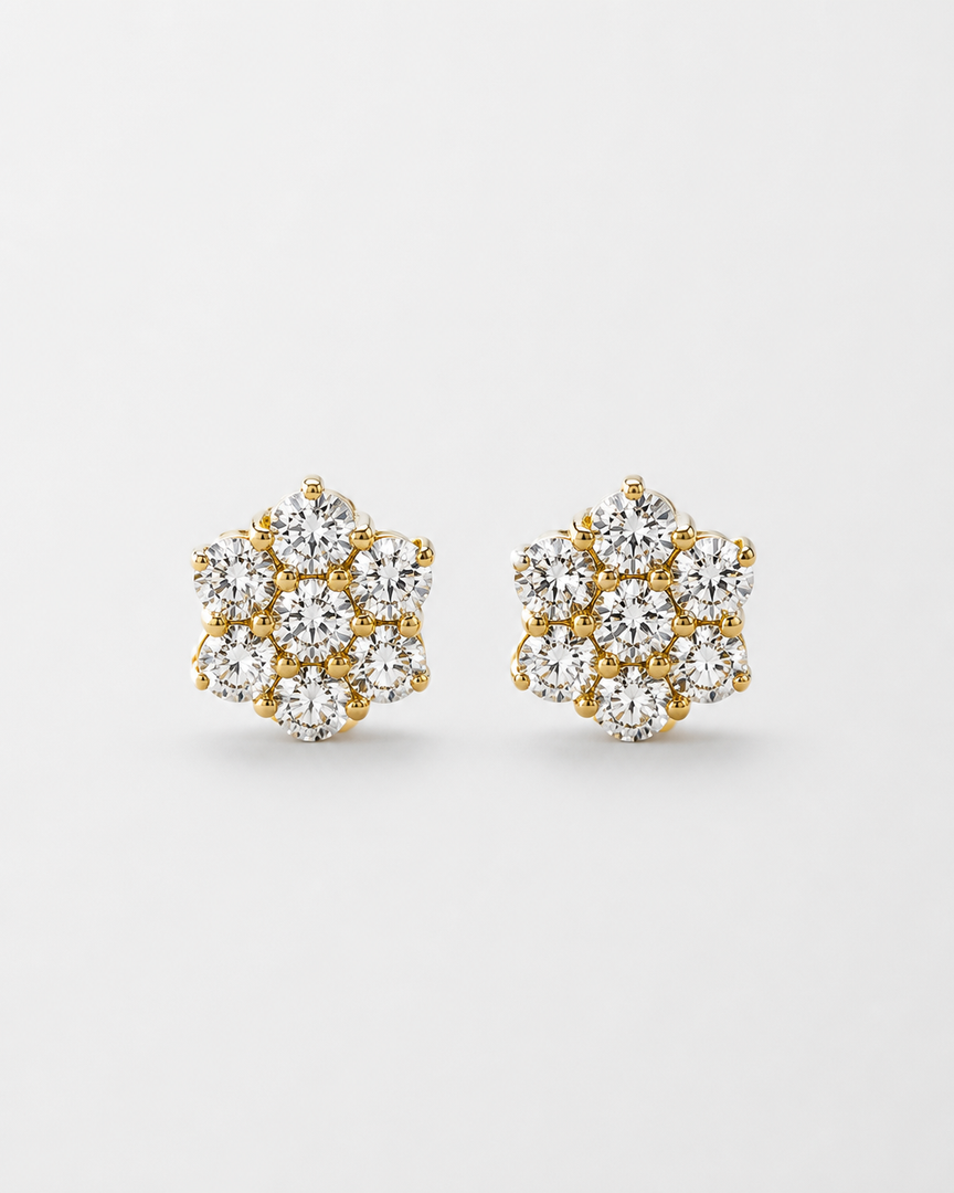 Diamond Bloom Cluster Stud Earrings