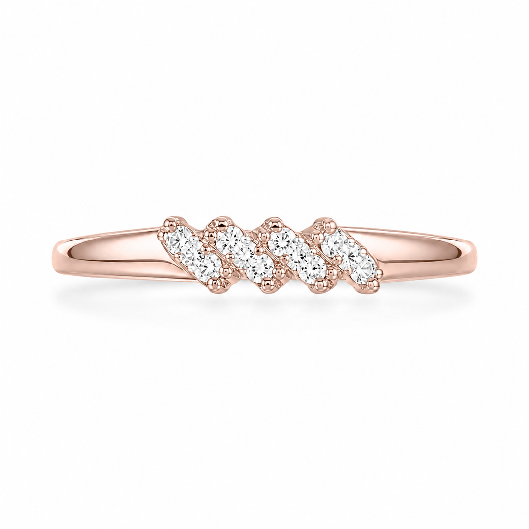 Rose Gold Cluster Zircon Silver Ring