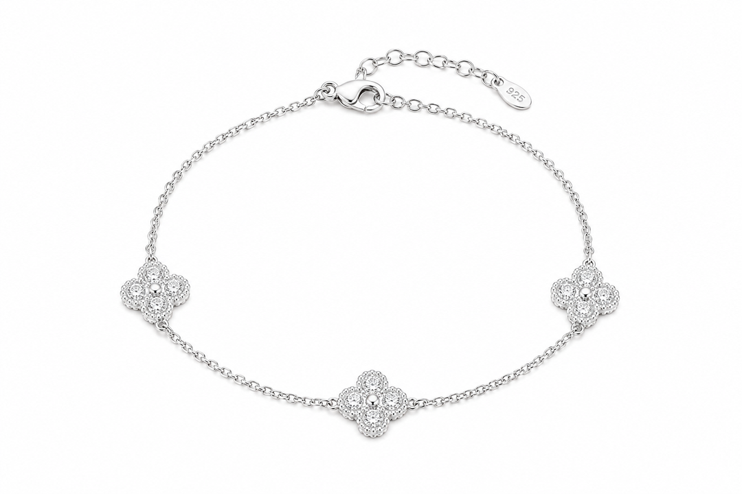 Trinity Clover Sterling Silver Bracelet