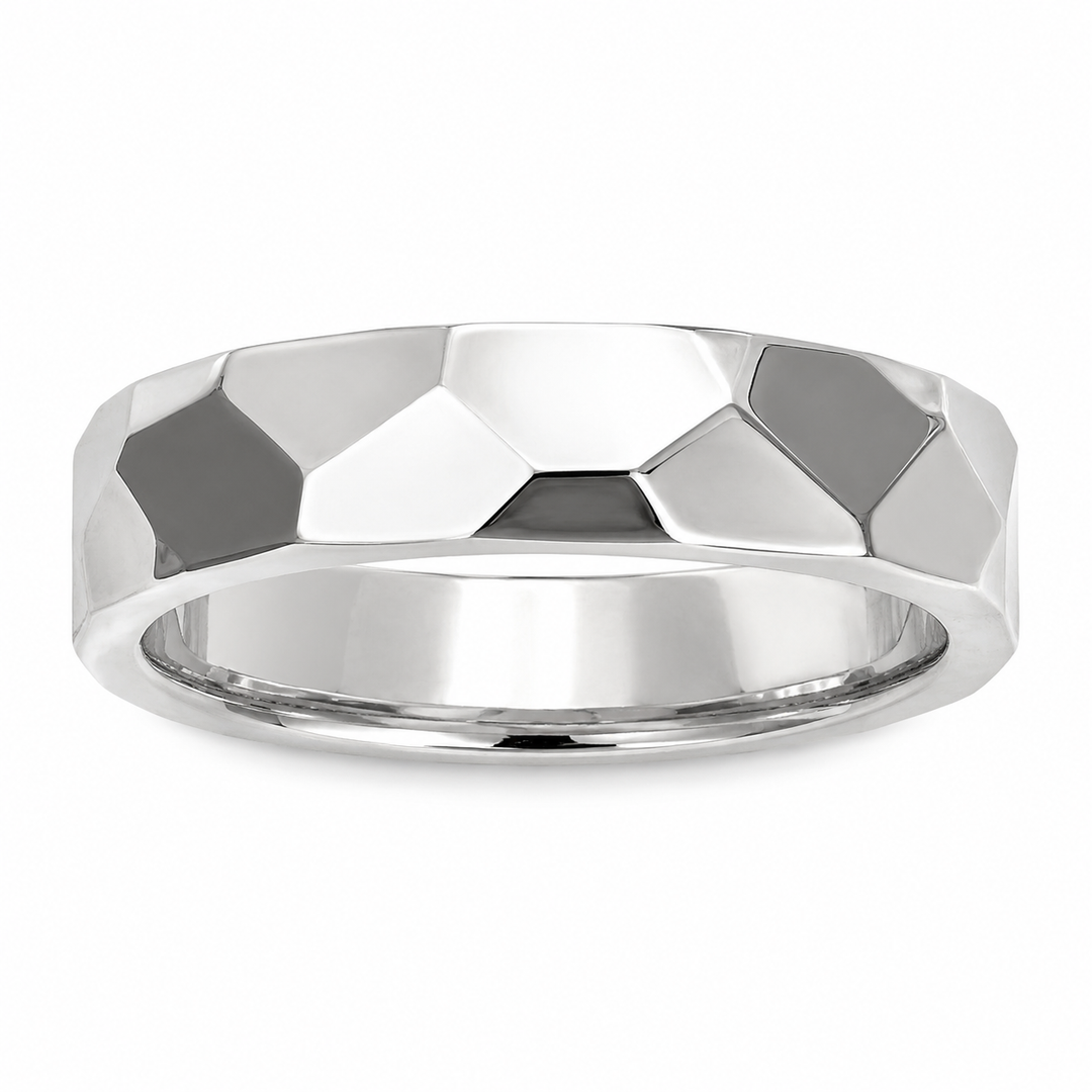 Facet Cut Silver Band Ring