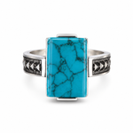 Load image into Gallery viewer, Turquoise Rectangular Silver Ring