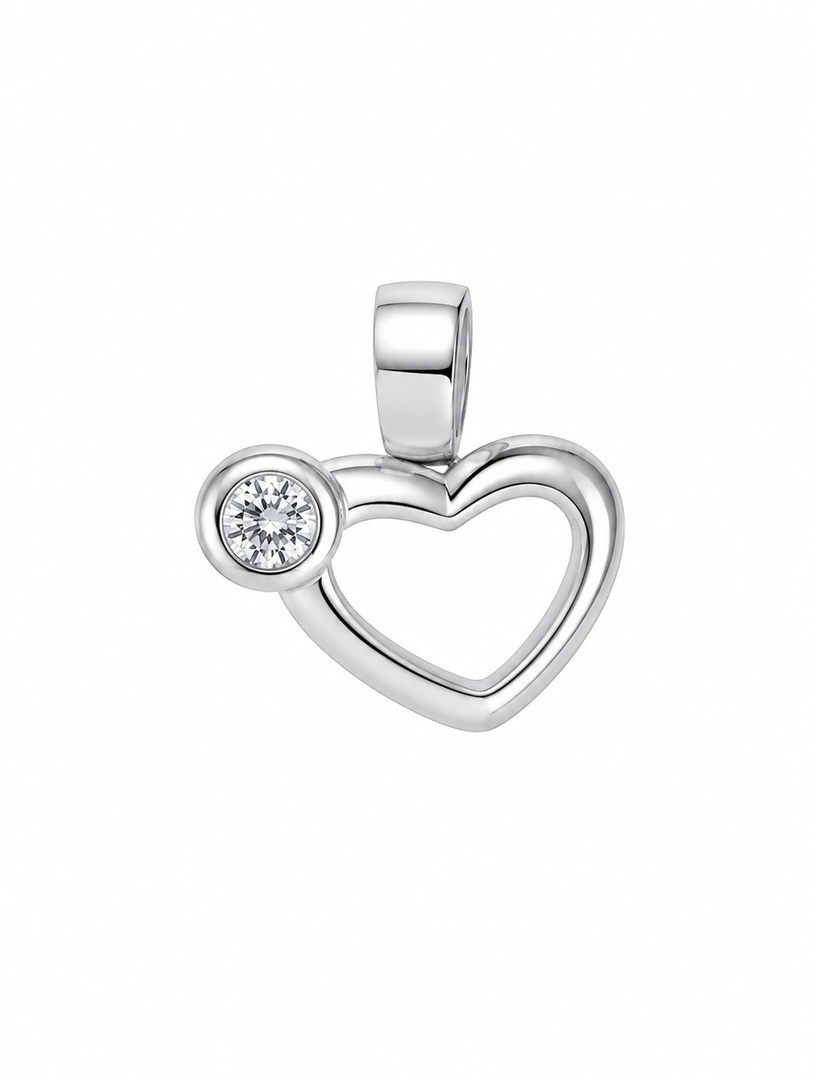 Open Heart Solitaire Pendant