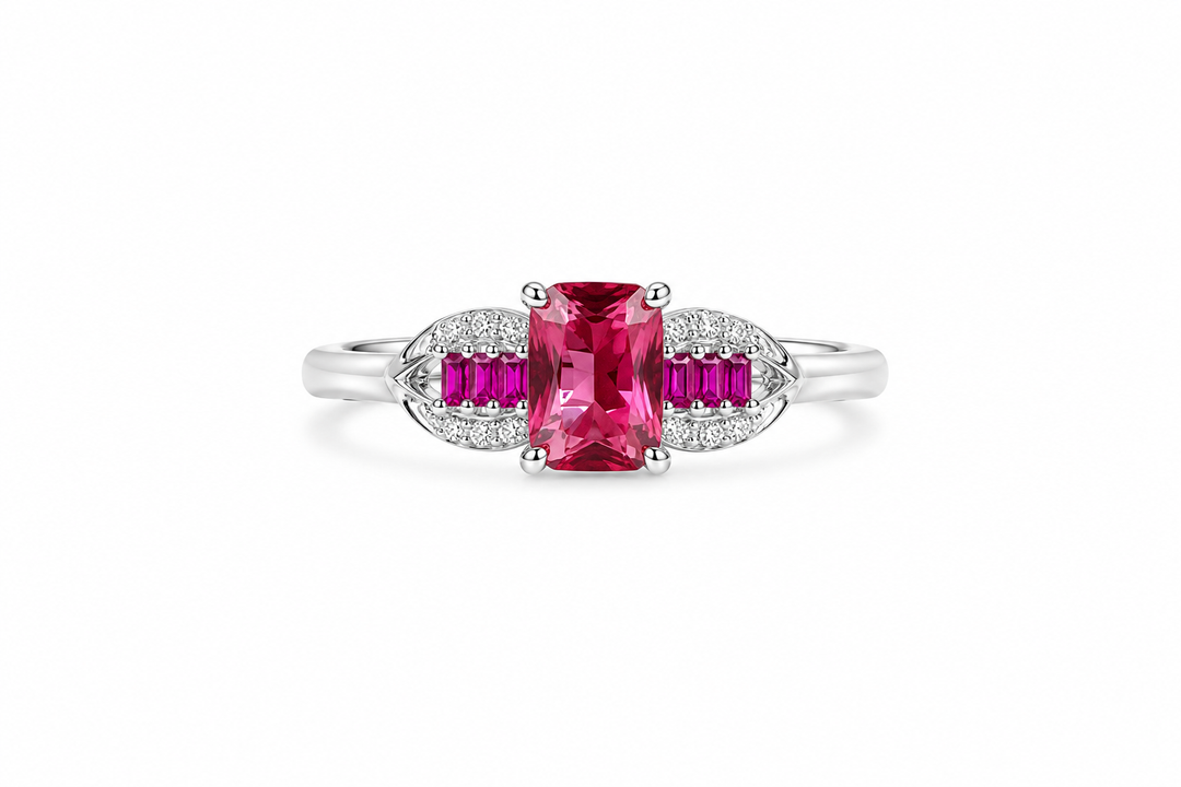Radiant Pink Emerald-Cut Statement Ring