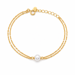Load image into Gallery viewer, Golden Pearl Double Chain Sterling Silver Bracelet