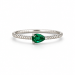 Load image into Gallery viewer, Emerald Pear Minimal Silver Ring