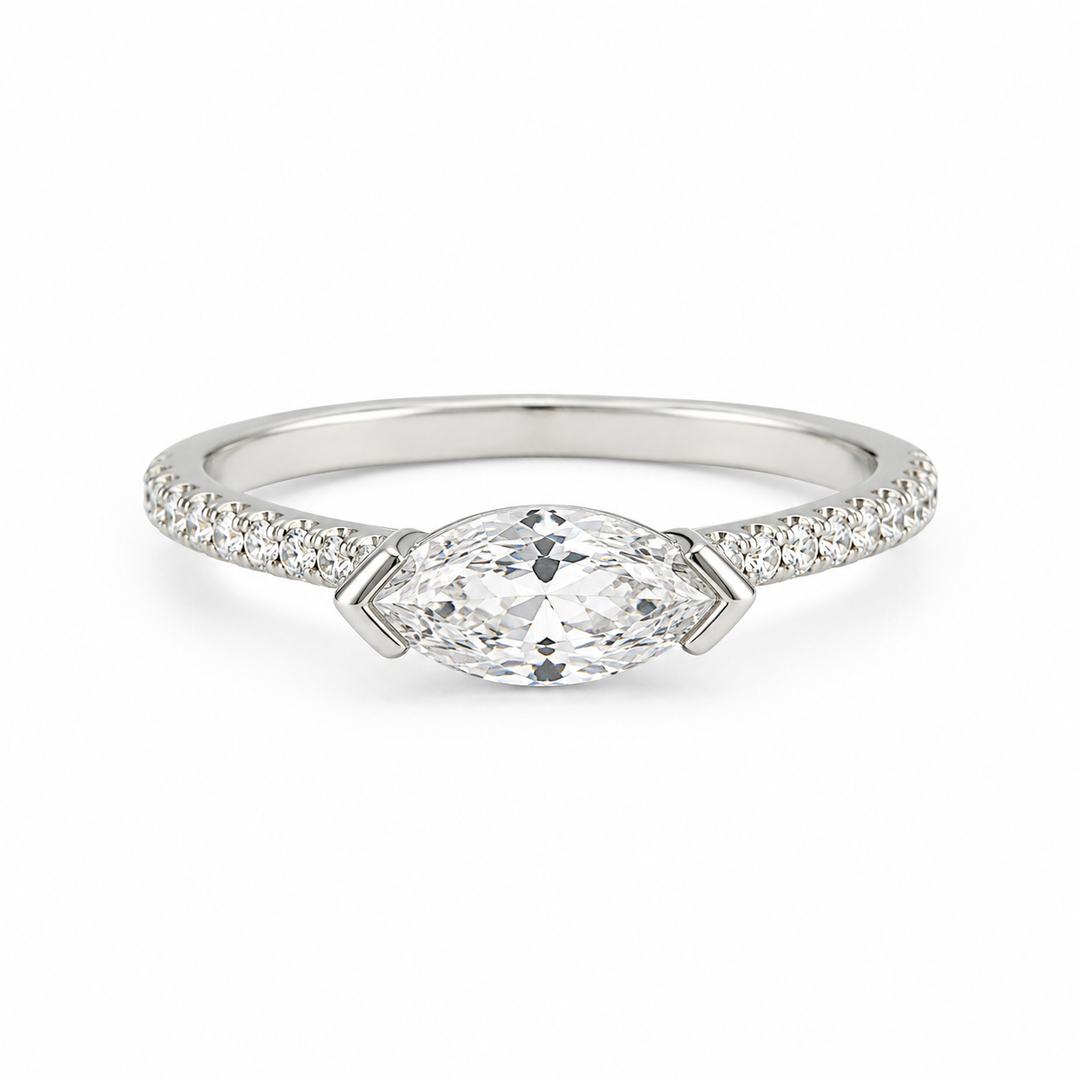 Marquise Solitaire Spark Silver Ring