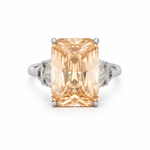 Load image into Gallery viewer, Champagne Emerald Statement Silver Ring