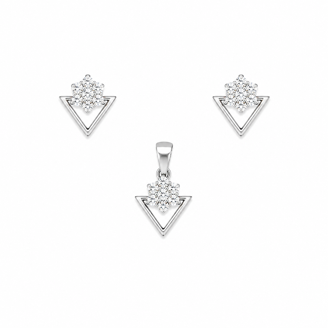 Geometric Triangle Pendant & Stud Earrings Set