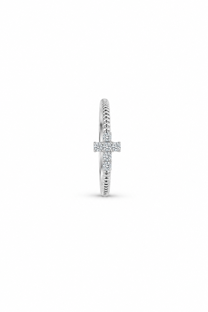 Petite Pavé Cross Ring