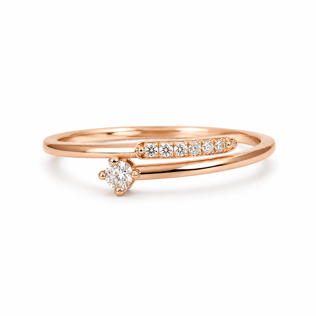Rose Gold Wrap Zircon Silver Ring