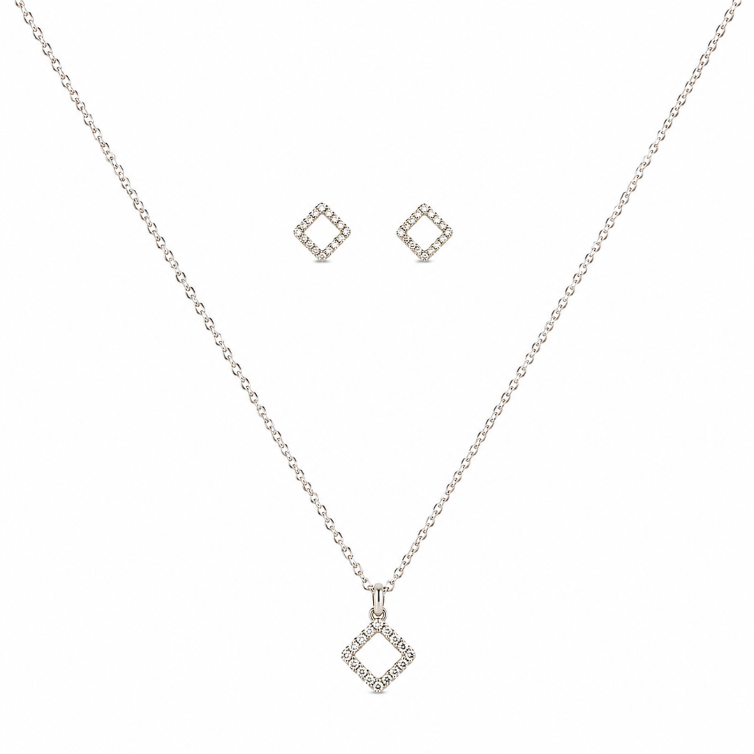 Sparkling Open Diamond Sterling Silver Necklace