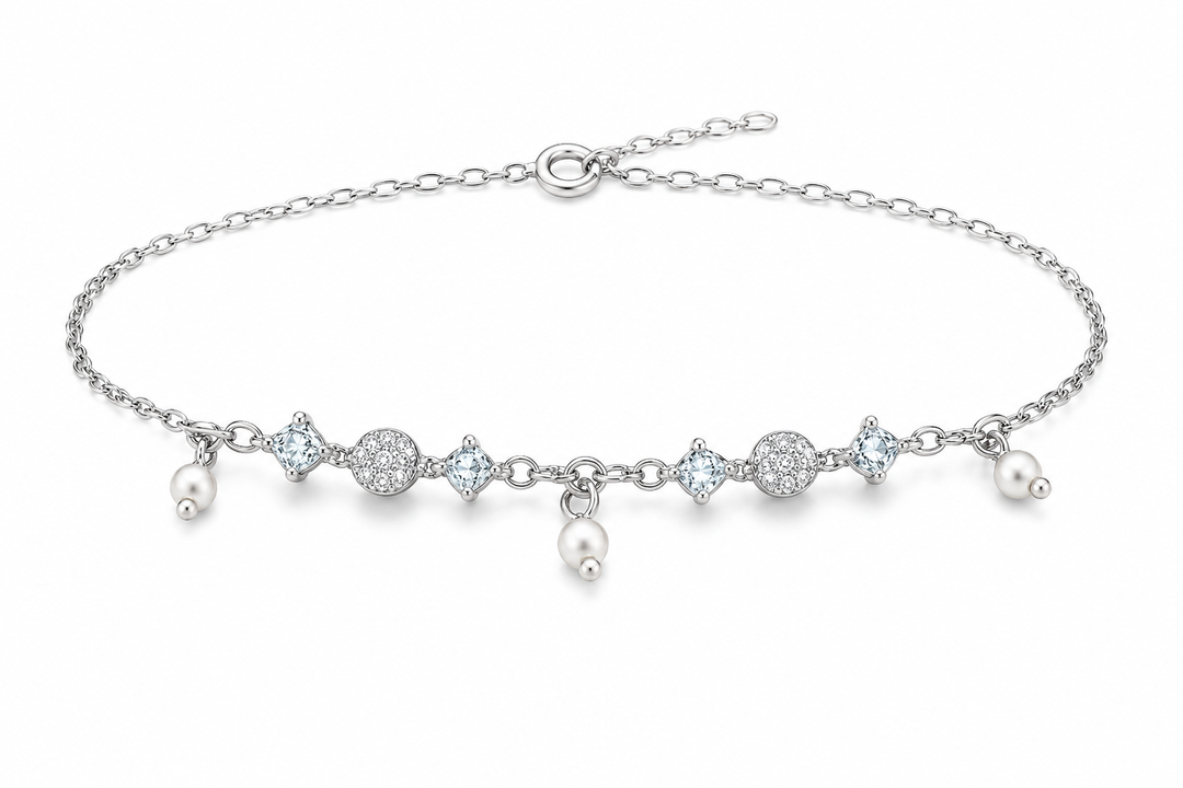 Pearl & Sparkle Sterling Silver Bracelet