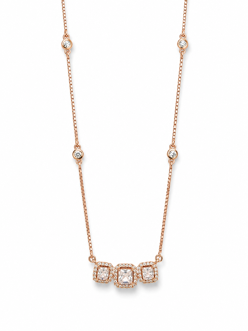 Rose Trio Square Sparkle Chain