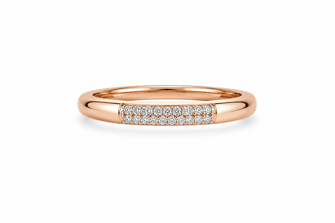 Rose Gold Pavé Bar Sterling Silver Ring