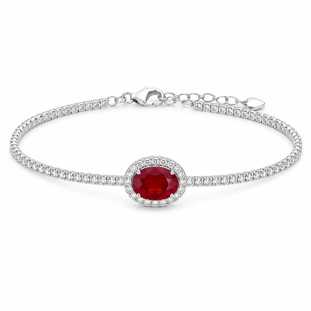 Ruby Aura Halo Silver Bracelet