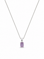 Load image into Gallery viewer, Silver Purple Emerald-Cut Stone Necklace