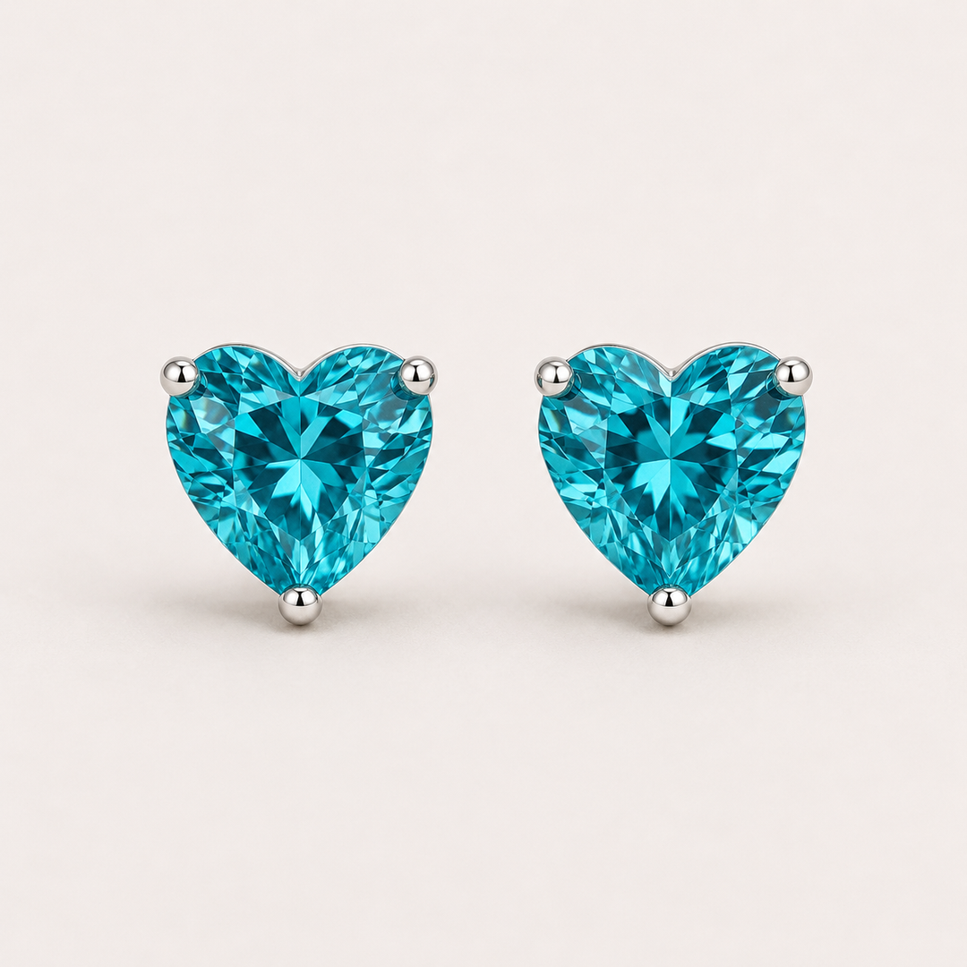 Blue Heart Stud Earrings