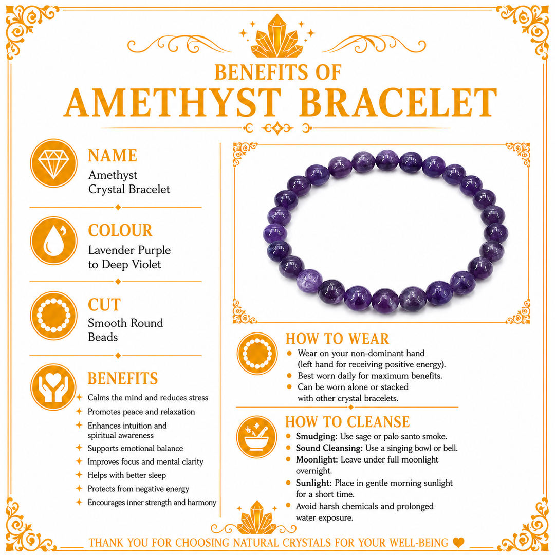 Amethyst Round Bead Bracelet