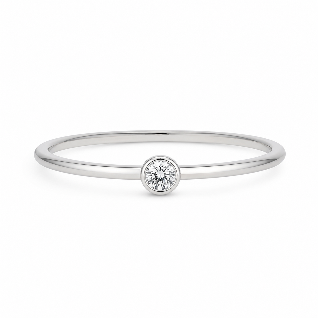 Minimal Bezel Solitaire Silver Ring