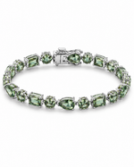 Load image into Gallery viewer, Olive Green Gemstone Sterling Silver Tennis Bracelet