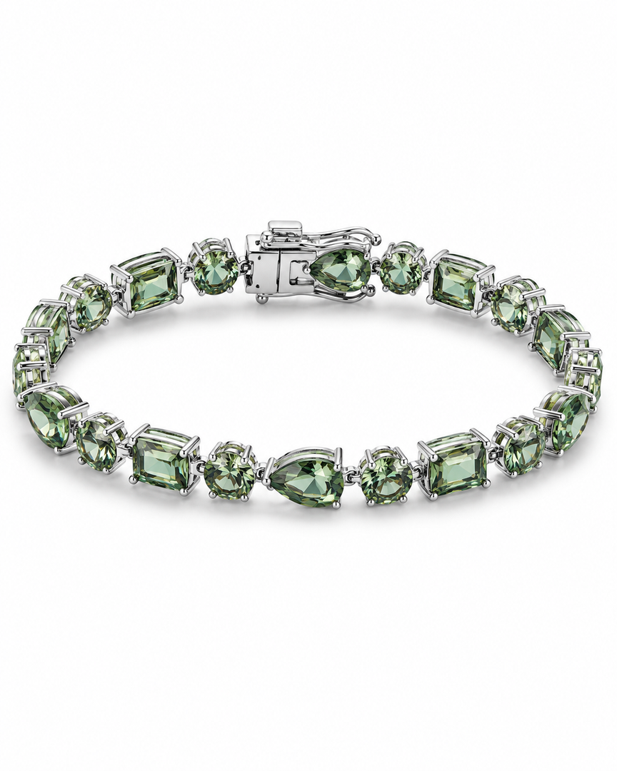 Olive Green Gemstone Sterling Silver Tennis Bracelet