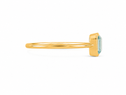 Golden Emerald-Cut Aquamarine Solitaire Ring