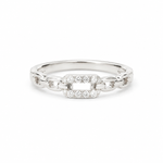 Load image into Gallery viewer, Silver Chain Link Zircon Ring